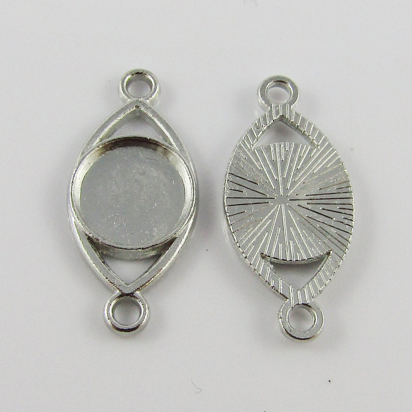 Bulk 10pcs Horse Eye Cabochon Connector Setting Alloy Fit 10mm ROUND Cabs Silver