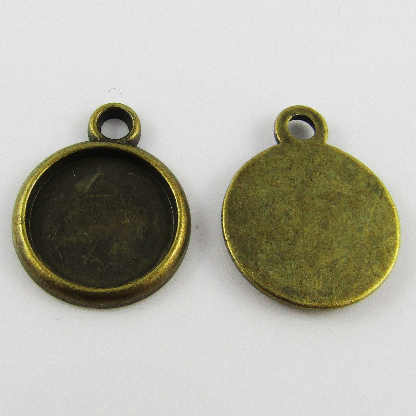 Bulk 10pcs ROUND Cabochon Pendant Setting Alloy 23x18mm Fit 15mm Cabs Bronze