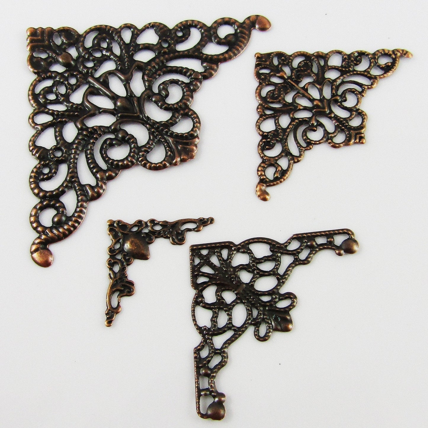 16pcs Metal Filigree Corner Embellishments Red Copper Craft Cards Scrapbooking
