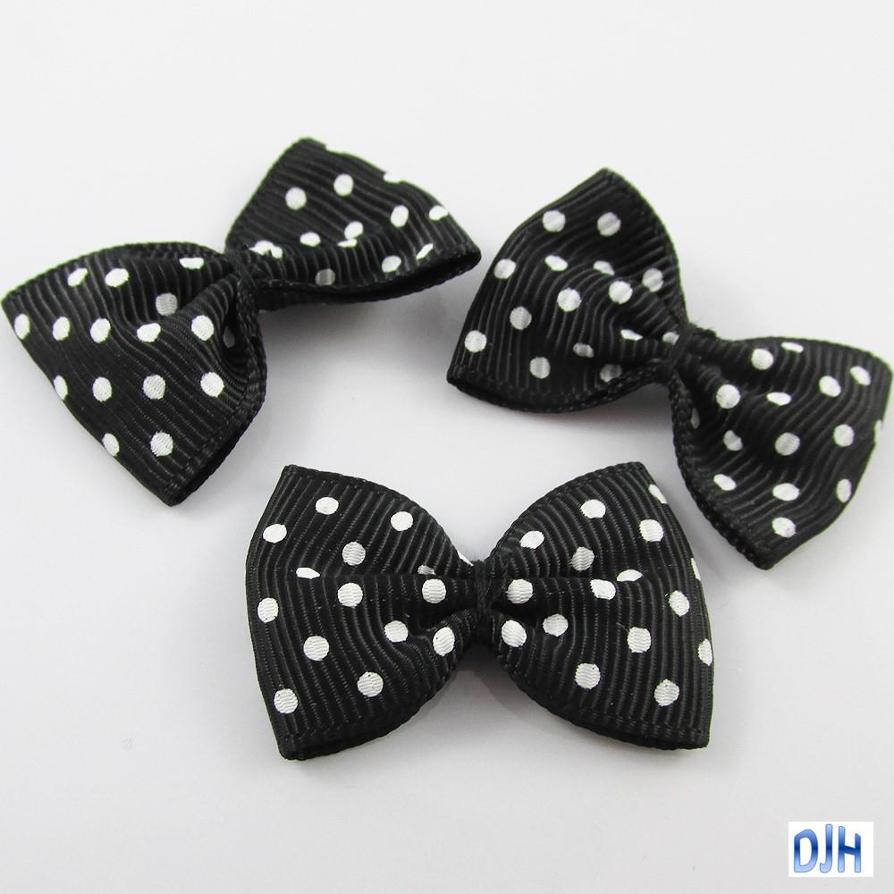 10pcs Grosgrain Ribbon Spotted Bows for Hair Clips DIY Craft 35x25mm Pick Colour