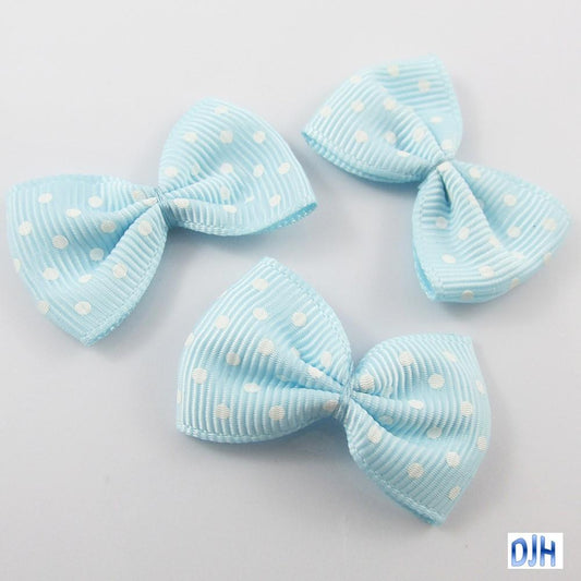 10pcs Grosgrain Ribbon Spotted Bows for Hair Clips DIY Craft 35x25mm Pick Colour