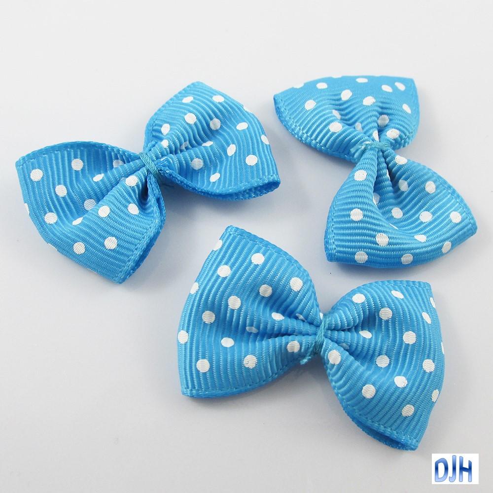 10pcs Grosgrain Ribbon Spotted Bows for Hair Clips DIY Craft 35x25mm Pick Colour