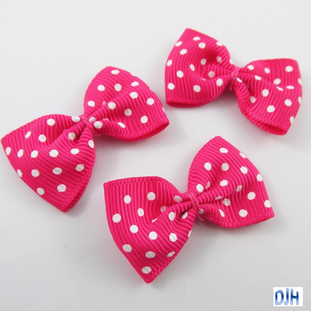 10pcs Grosgrain Ribbon Spotted Bows for Hair Clips DIY Craft 35x25mm Pick Colour