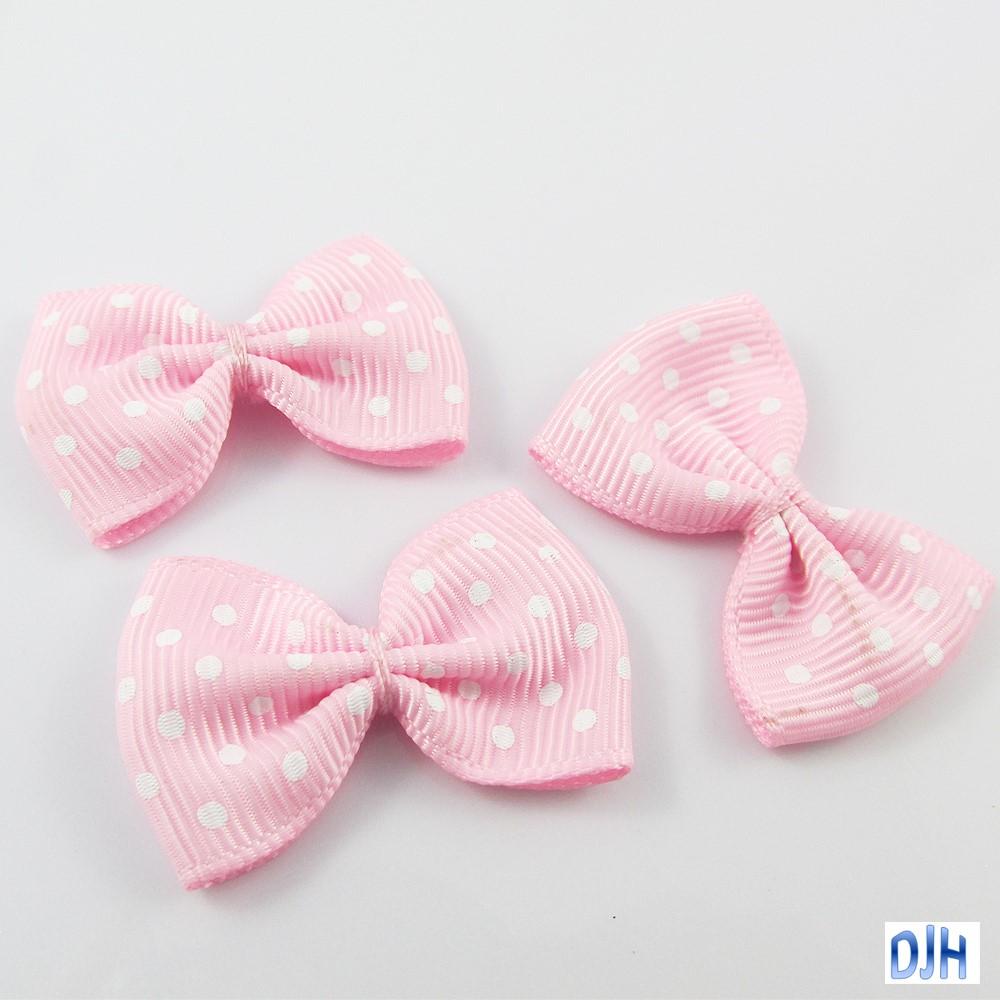 10pcs Grosgrain Ribbon Spotted Bows for Hair Clips DIY Craft 35x25mm Pick Colour