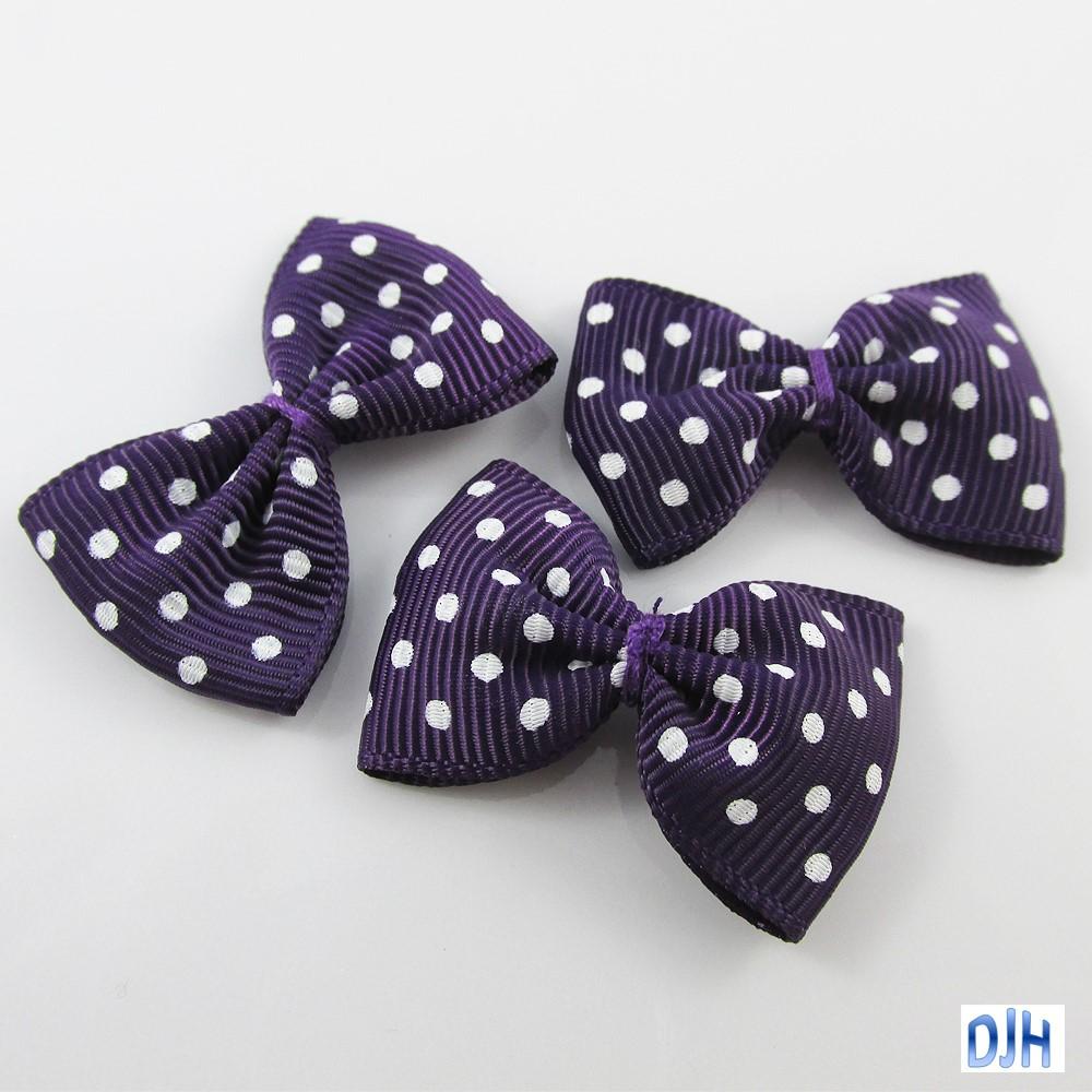 10pcs Grosgrain Ribbon Spotted Bows for Hair Clips DIY Craft 35x25mm Pick Colour