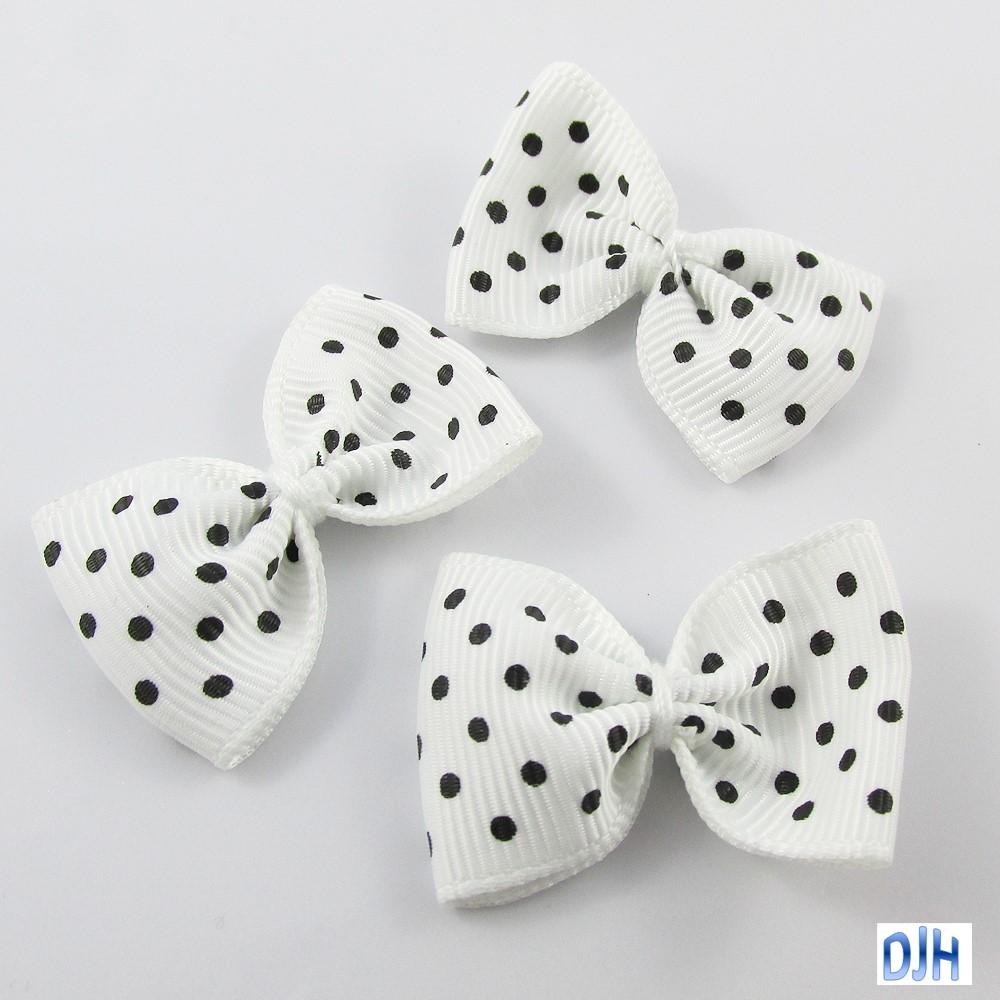 10pcs Grosgrain Ribbon Spotted Bows for Hair Clips DIY Craft 35x25mm Pick Colour