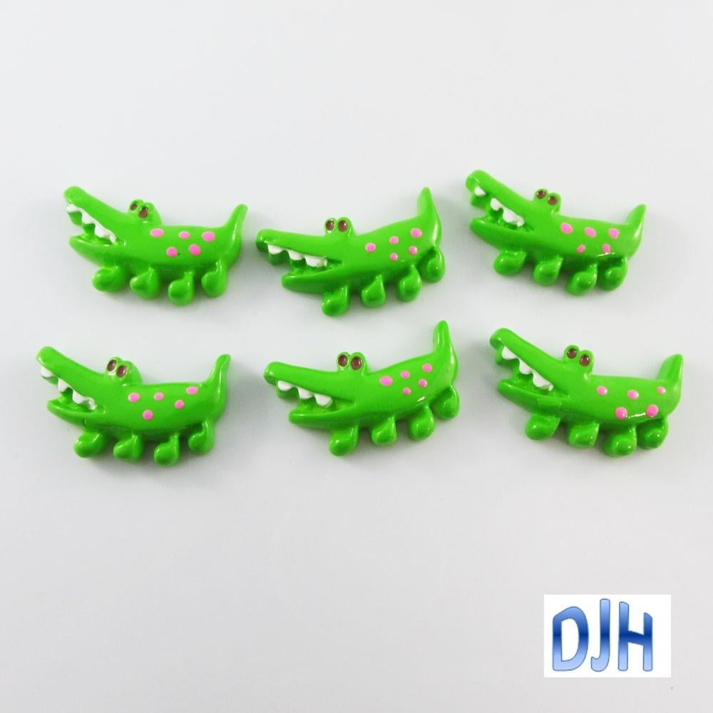 6pcs DIY Resin Crocodile Cabochon Flat Back Cards Scrapbooking Hair Clips