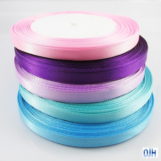 Satin Ribbon 6mm x 22 mtr roll for Crafts, Hair Bows, Wedding Select Colour