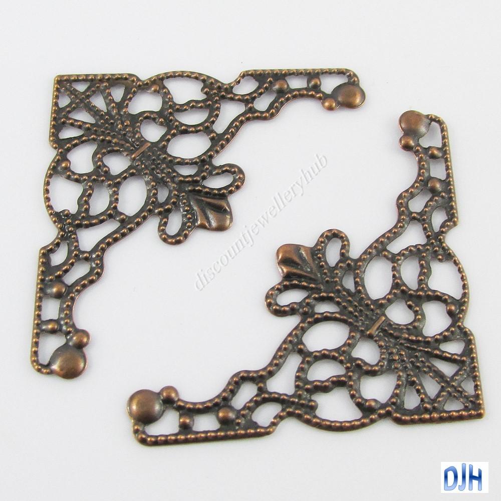 30pcs Filigree Corner Embellishments 48x26mm Craft Scrapbooking Pick Colour
