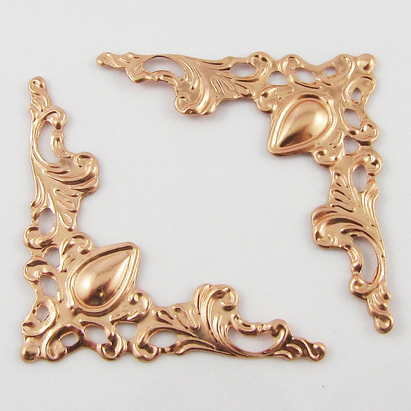 30pcs Filigree Corner Embellishments 56x31mm Craft Scrapbooking Rose Gold