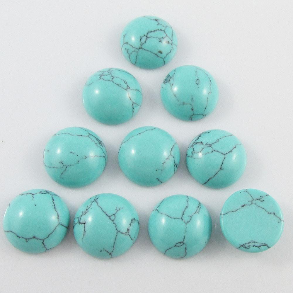 10pcs Synthetic Turquoise Gemstone Cabochon 12mm Round Flat Back Earrings etc