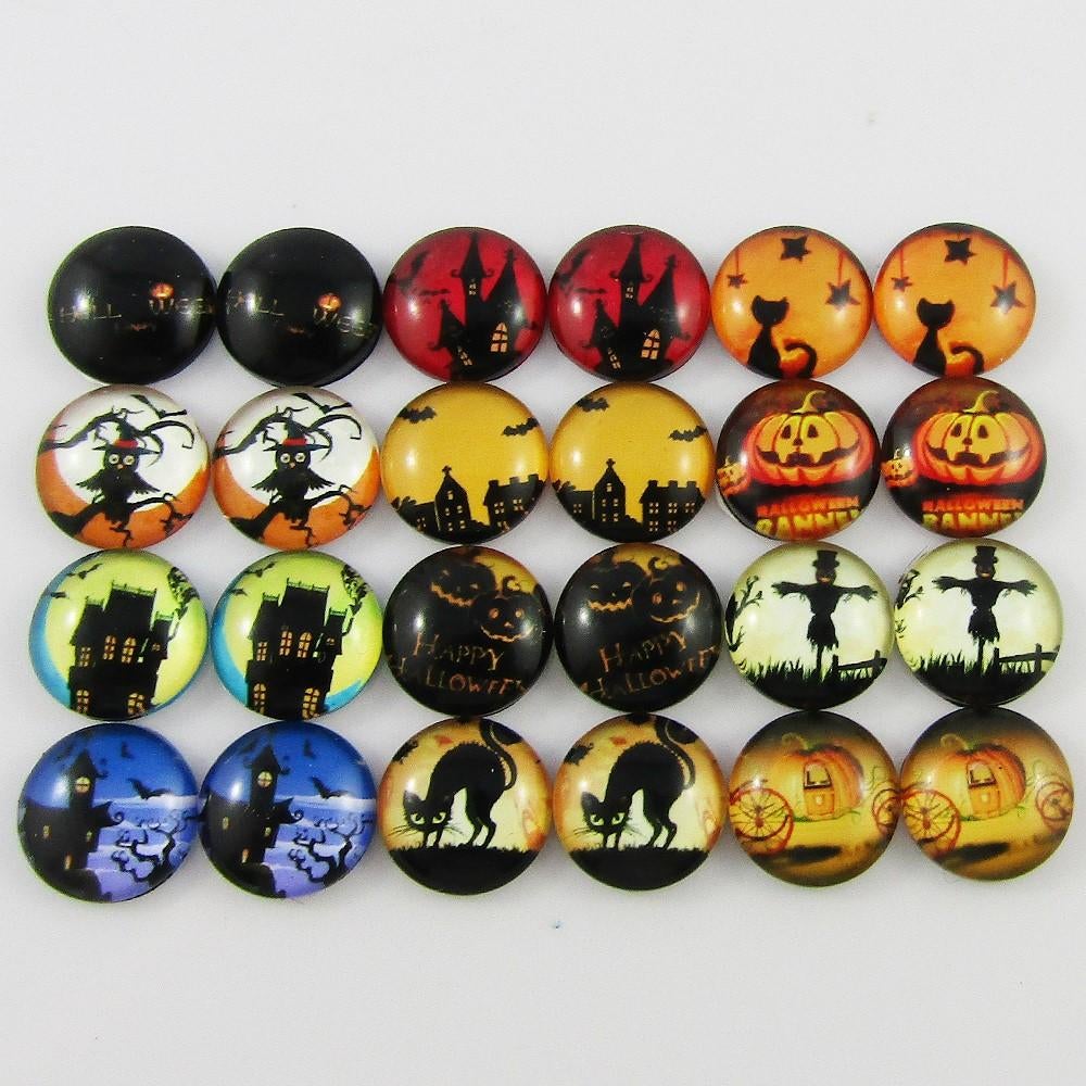 Glass Dome Spooky Halloween Cabochon 12mm Pick 10 or 20 pieces random pairs