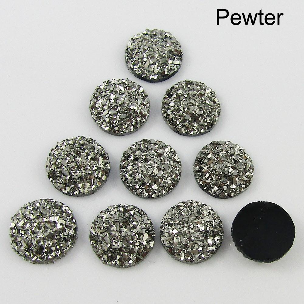 10pcs Metallic Druzy Cabochon 12mm Flat Back Earring etc Select Colour