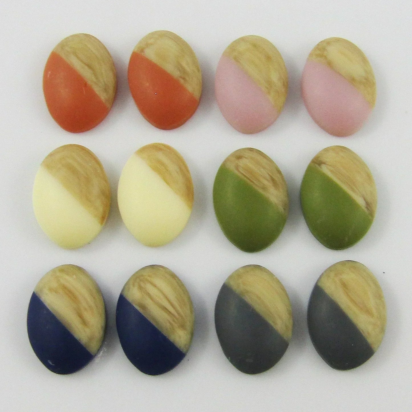 Resin & Faux Wood OVAL Cabochon 14x10mm Pick 10 or 20 pieces in random pairs