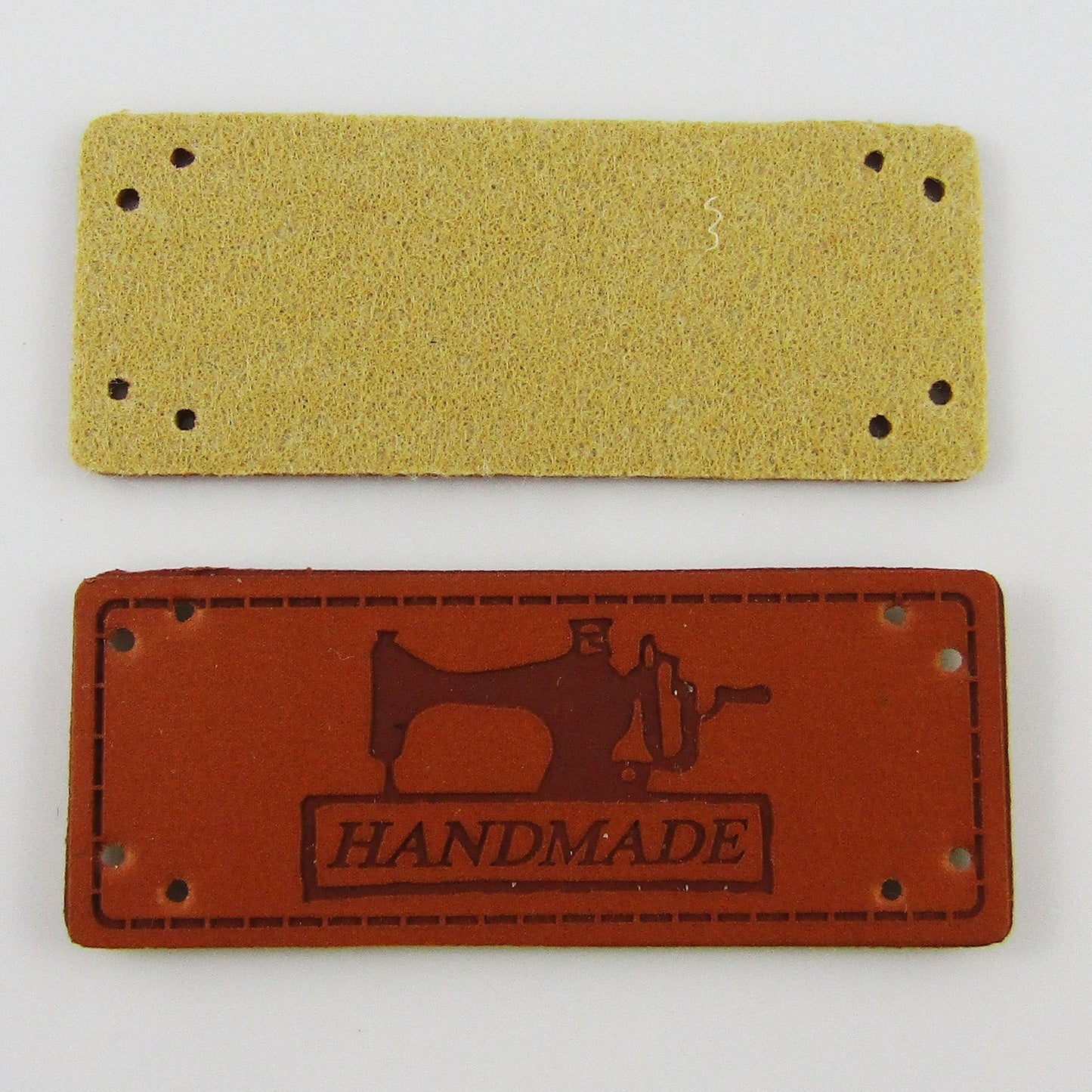 10pcs DIY Embossed Faux Leather Hand Made Sewing Machine Sewing Label 51x20mm