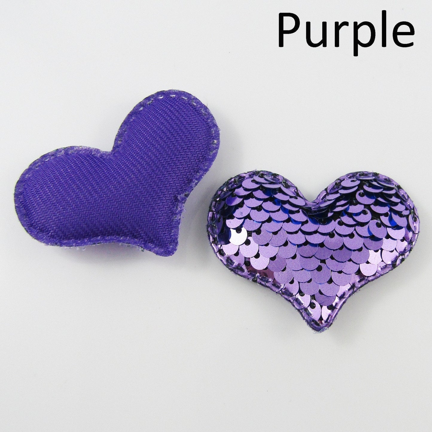 10pcs Sequins Heart Padded Puffy Patch Craft Embellishment 41x54mm Select Colour