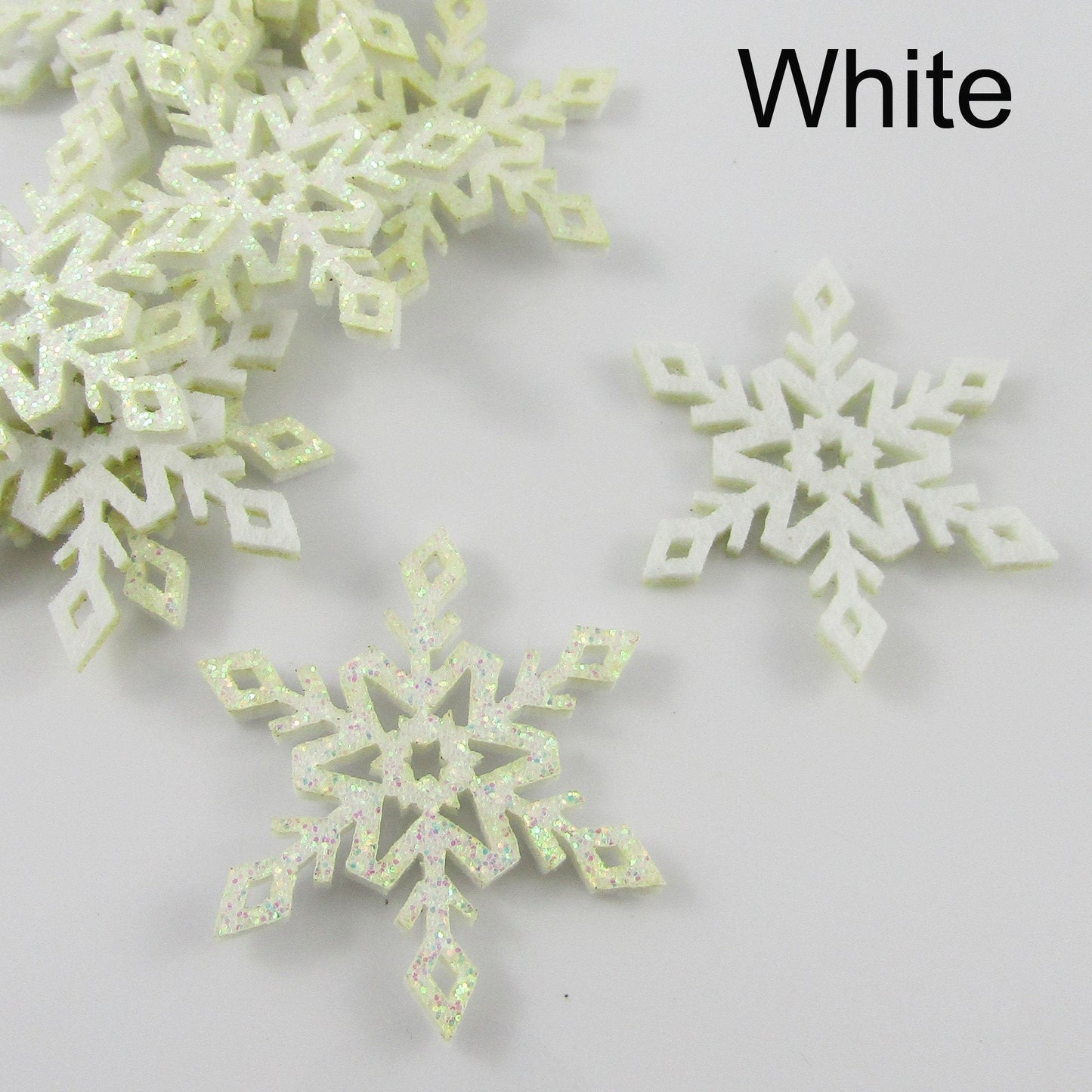 10pcs Glitter Felt Snowflake Craft Embellishment 41x36mm Select Colour