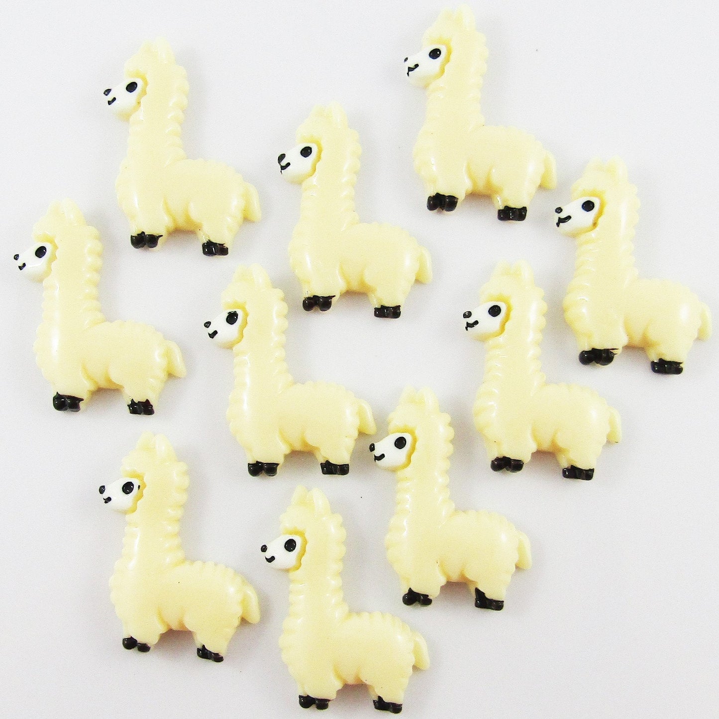 10pcs DIY Resin Llama Alpaca Cream Cabochon Flat Back Hair Clip Scrapbooking etc