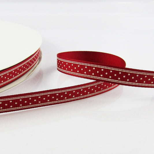 3metres Printed Tiny Star Grosgrain Ribbon 10mm Select Blue or Red