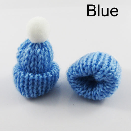 10pcs Dollhouse Miniature Knitted Beanie Hat Doll Bead 45x35mm Select Colour