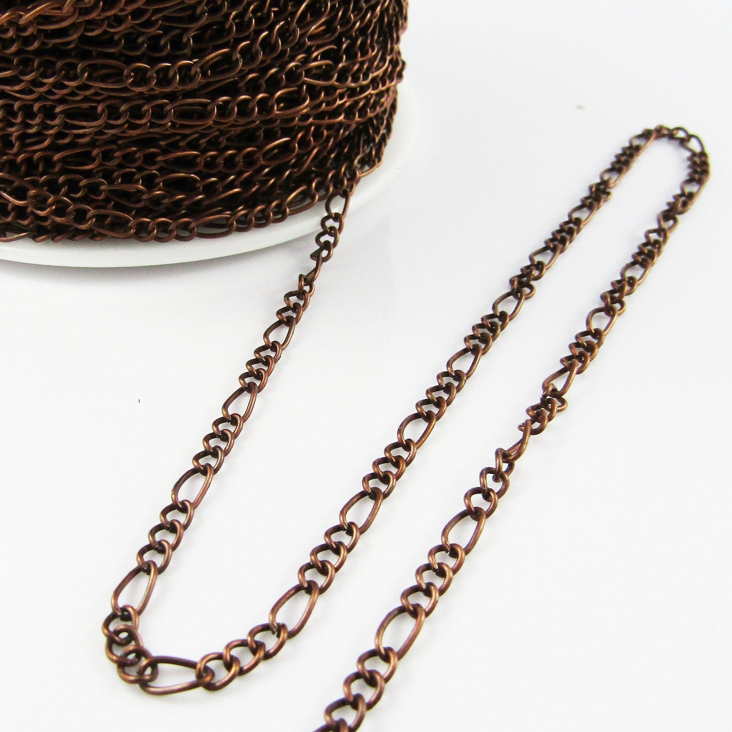 3mtrs Figaro Mother-Son Chain Unsoldered Iron Links 3x7mm & 2.5x4mm Copper