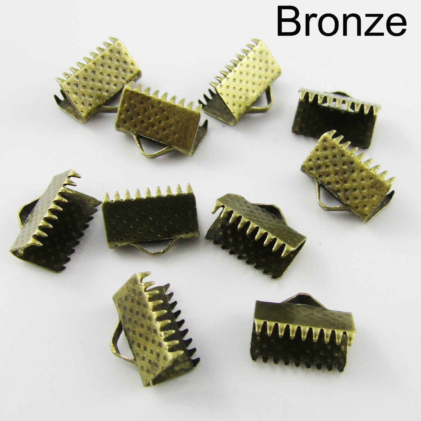 50 Pieces Ribbon Cord Crimp End Caps with Loop Iron 6x10mm Select Colour