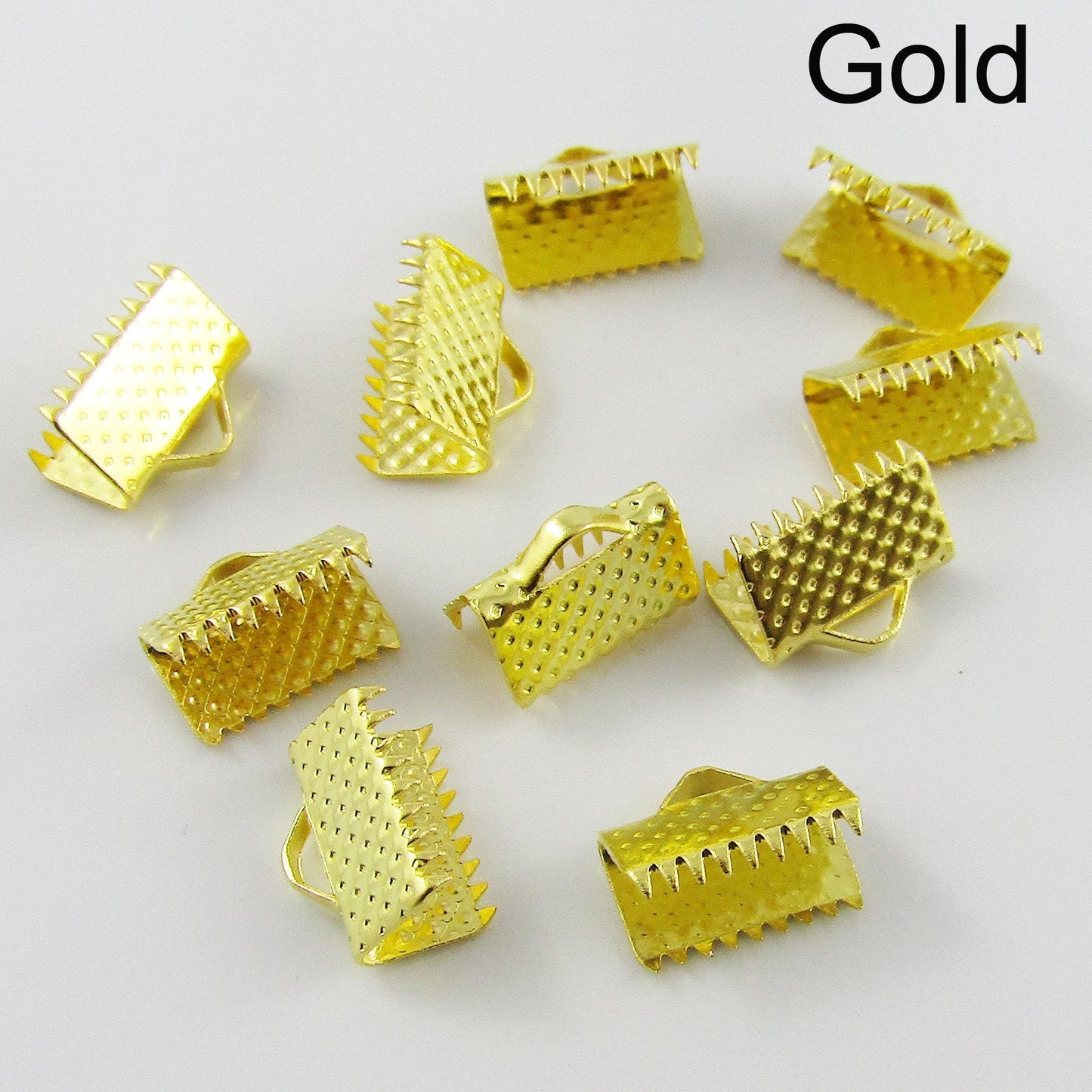 50 Pieces Ribbon Cord Crimp End Caps with Loop Iron 6x10mm Select Colour
