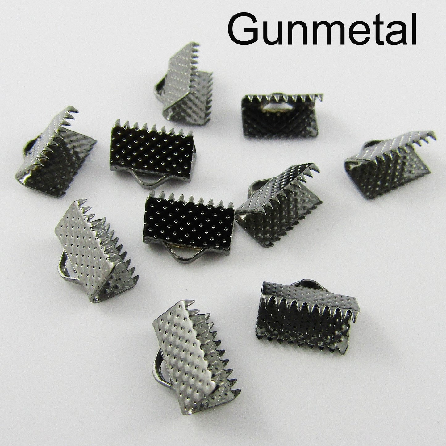 50 Pieces Ribbon Cord Crimp End Caps with Loop Iron 6x10mm Select Colour