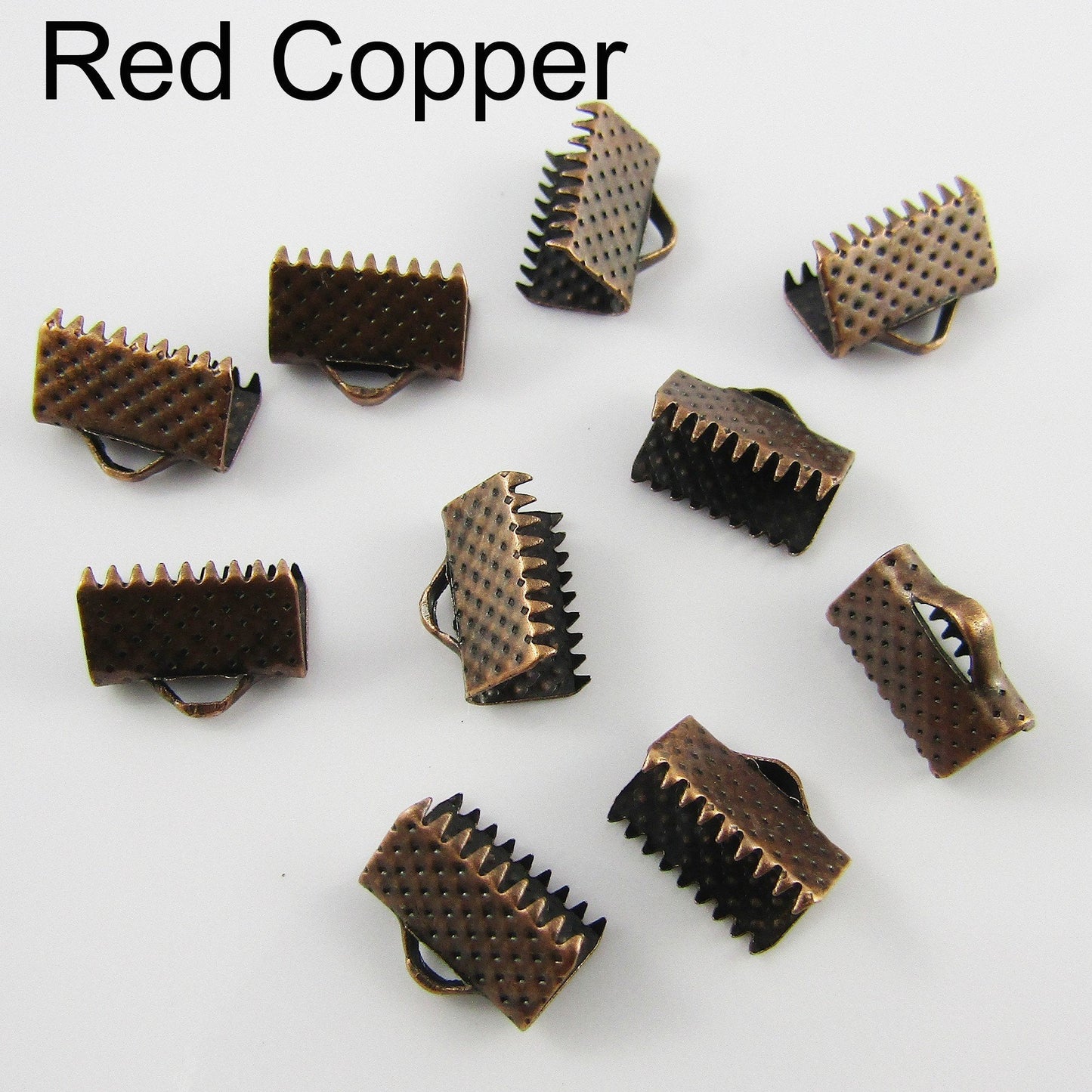 50 Pieces Ribbon Cord Crimp End Caps with Loop Iron 6x10mm Select Colour