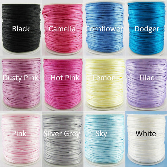5m China Knot Rattail Satin Cord Nylon 1.5mm Silicone Jewellery Macrame & More