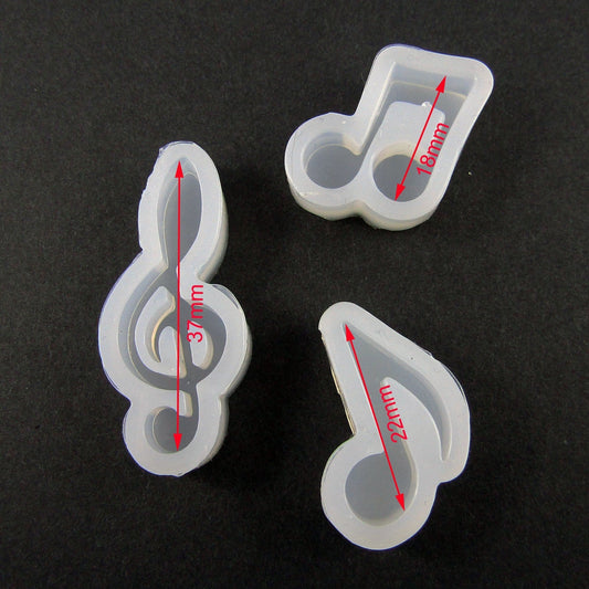 3pce Set Music Notes Silicone Casting Mould for Epoxy Resin DIY Jewellery