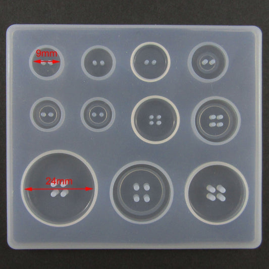 DIY Assorted Size Buttons Silicone Casting Mould for Epoxy Resin DIY Jewellery