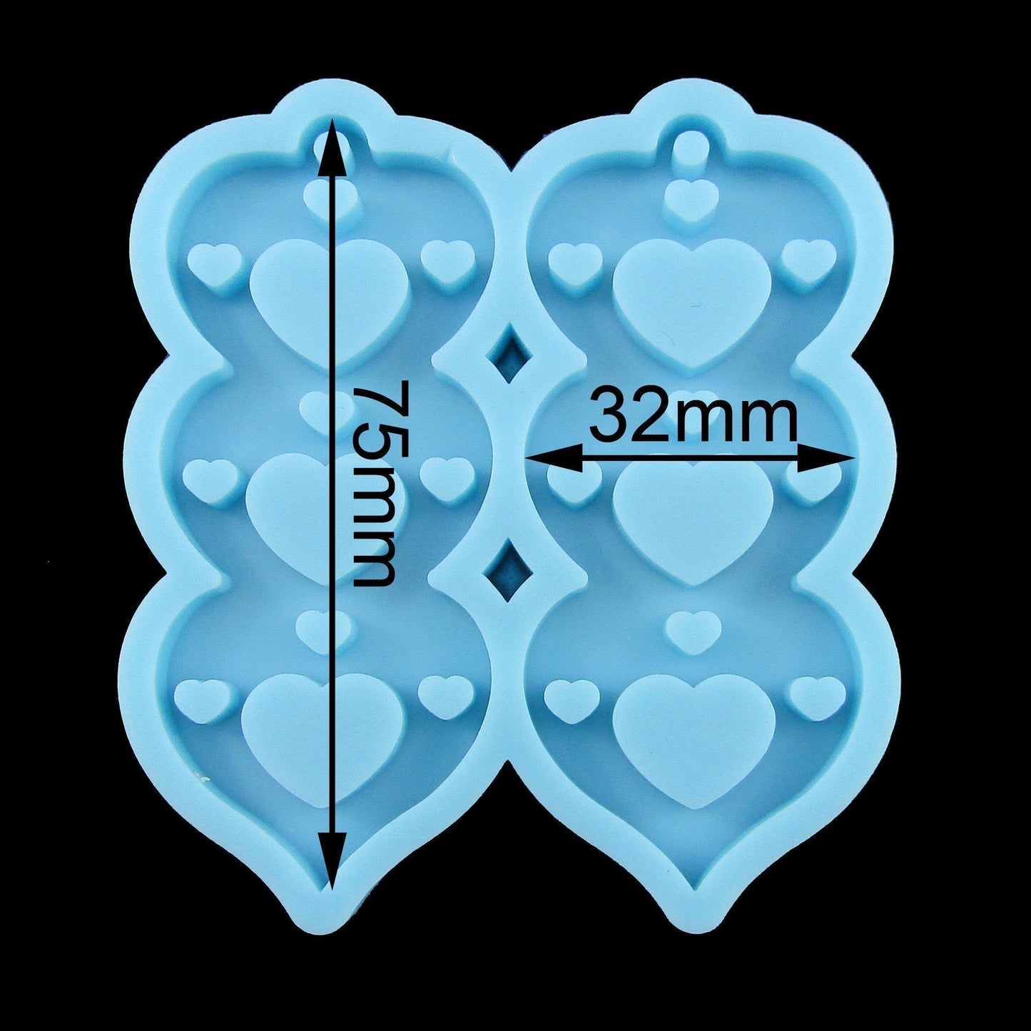 Triple Heart Pendant Earring Silicone Casting Mould for Epoxy Resin