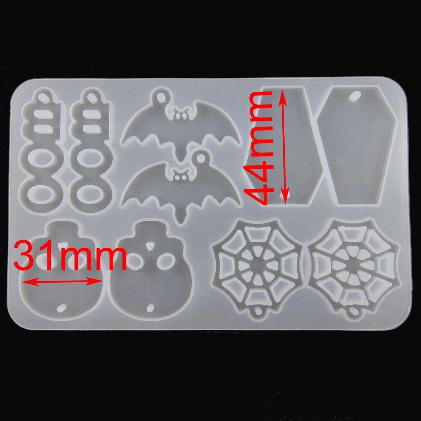Halloween Earring Ghost Skull Coffin Bat Silicone Casting Mould for Epoxy Resin