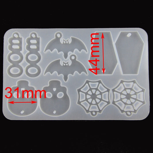 Halloween Earring Ghost Skull Coffin Bat Silicone Casting Mould for Epoxy Resin