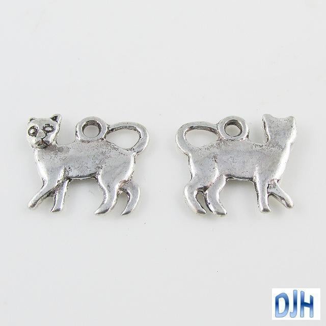 Bulk Cat Charm Pendant Spooky Witch Halloween Cat 14x17mm Select Qty