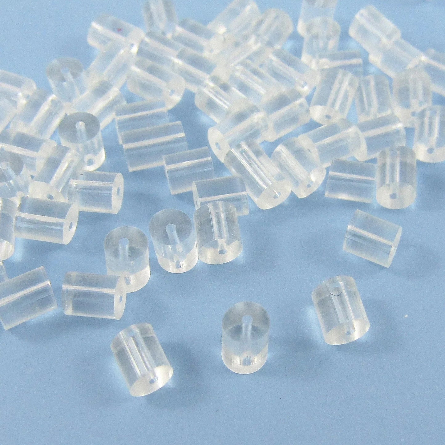 Bulk 100pk (50 pair) Round Tube Rubber Earring Back Stoppers 3x3mm Translucent