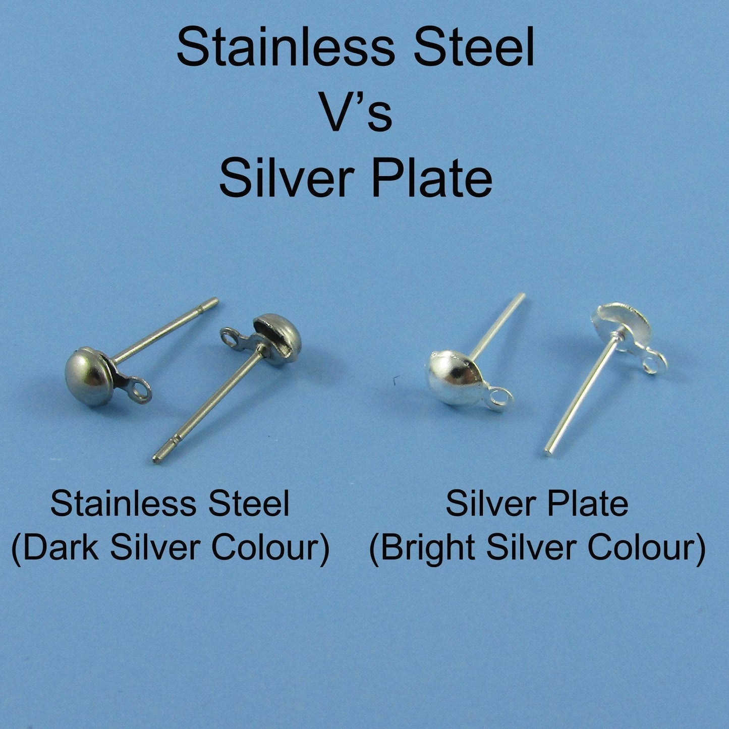 Bulk 50pcs (25pair) DIY Ball Post Stud Earring Finding with Loop 4x7x13mm SP