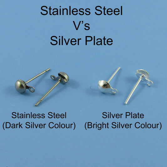 Bulk 50pcs (25pair) DIY Ball Post Stud Earring Finding with Loop 4x7x13mm SP