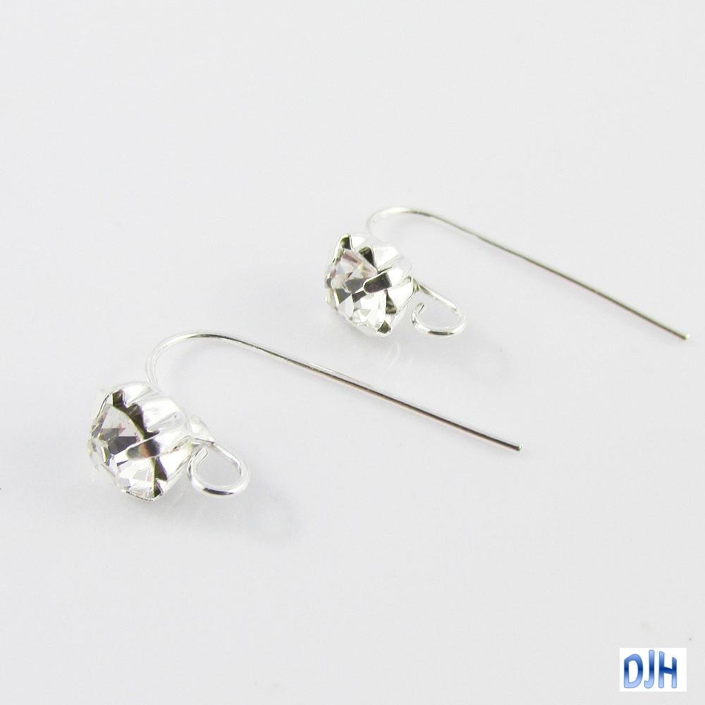 Bulk 20pcs (10 sets) DIY Silver Rhinestone Earring Hook Finding 18x12mm