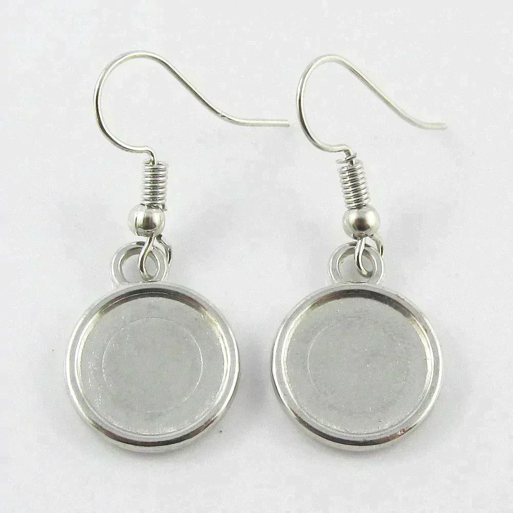 Bulk 10pcs (5 pair) DIY Cabochon Setting Hook Earrings Fit 12mm Cabs Pick Colour