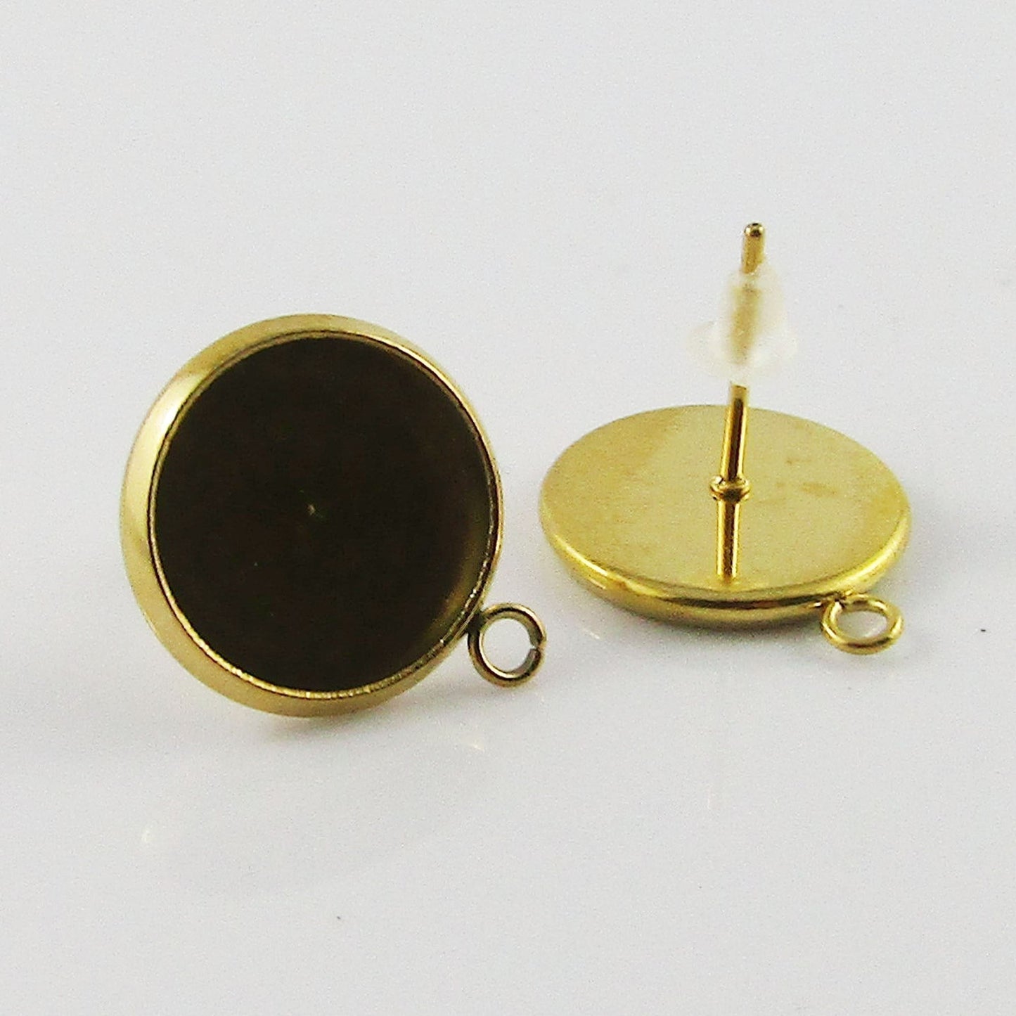 Bulk 20pcs(10 pair) DIY SS Cabochon Setting Stud Earring with Loop Fit 12mm Cab
