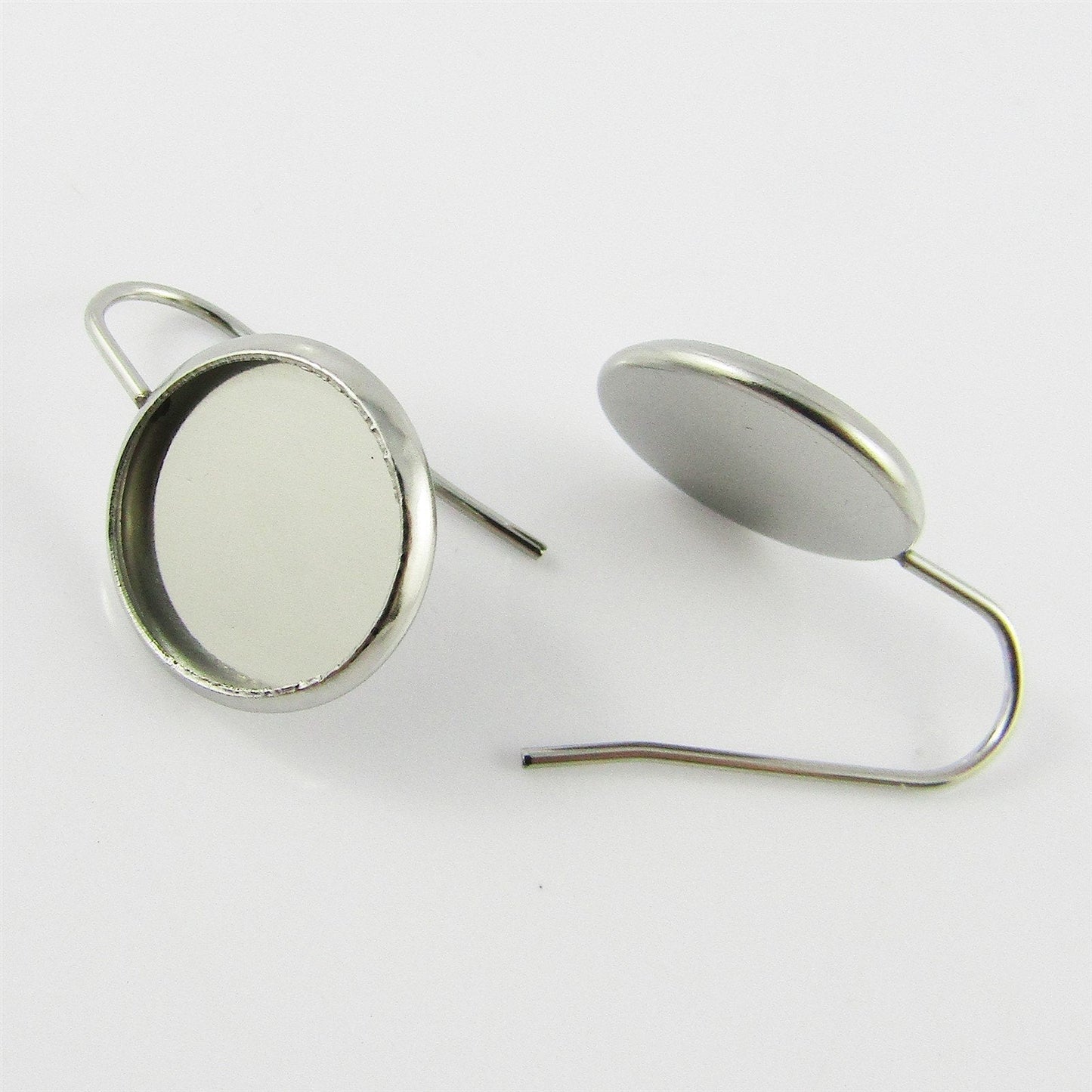 Bulk 10pcs Round Cabochon Drop Hook Earring 23x14mm Fit 12mm Cabs SSteel