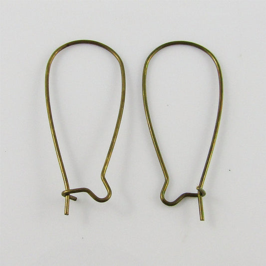 Bulk 20 pieces DIY Long Kidney Earring Hook Finding 33mm BRASS Pick Colour
