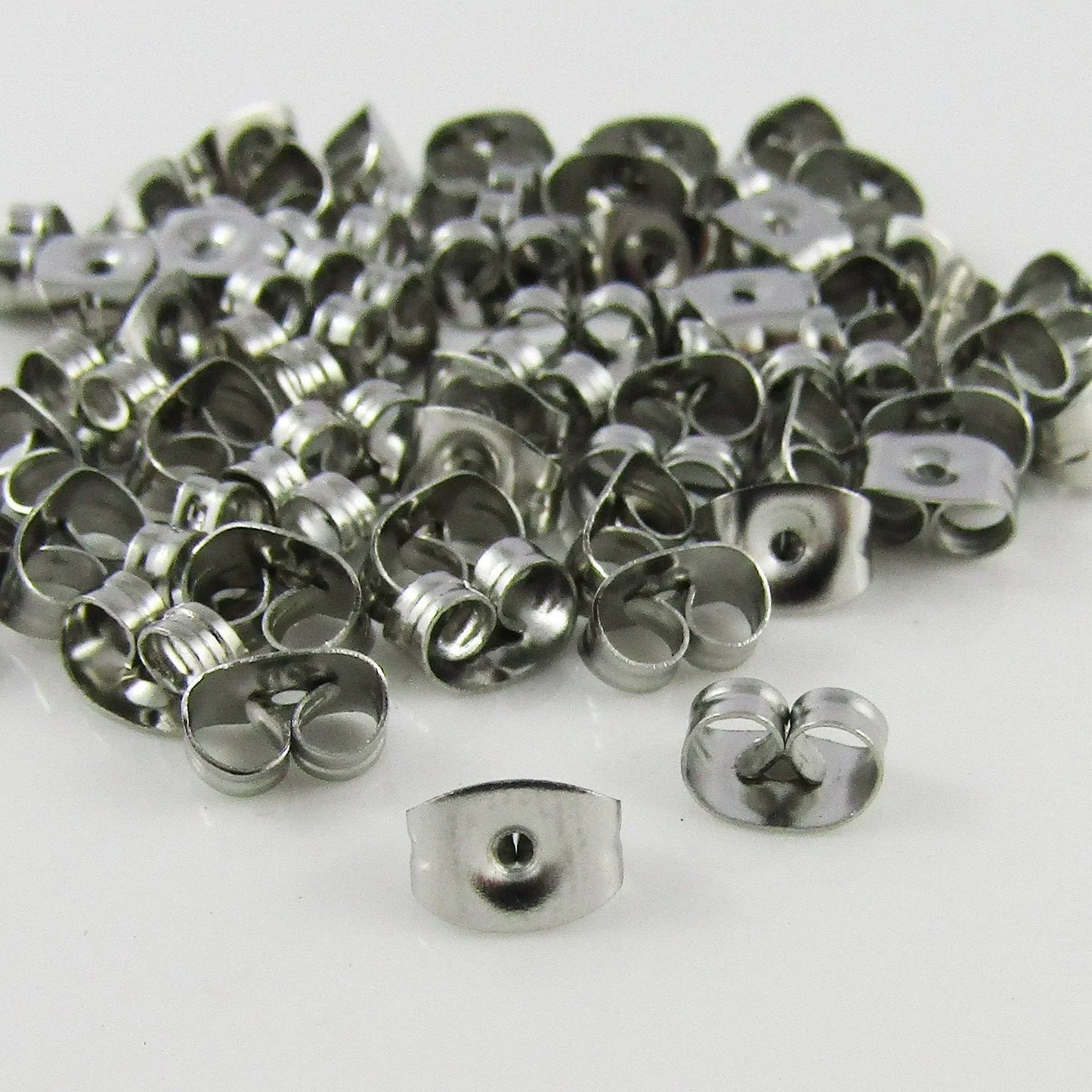 Bulk 50pcs (25pair) DIY Butterfly Earnut Earring Back Stopper 6x4mm 304Stainless