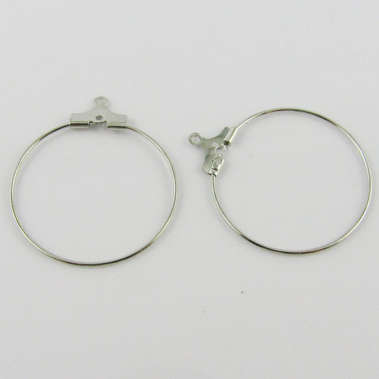 Bulk 10pcs Hoop Wire Earring Component Silver Select Size Opens to Add Beads