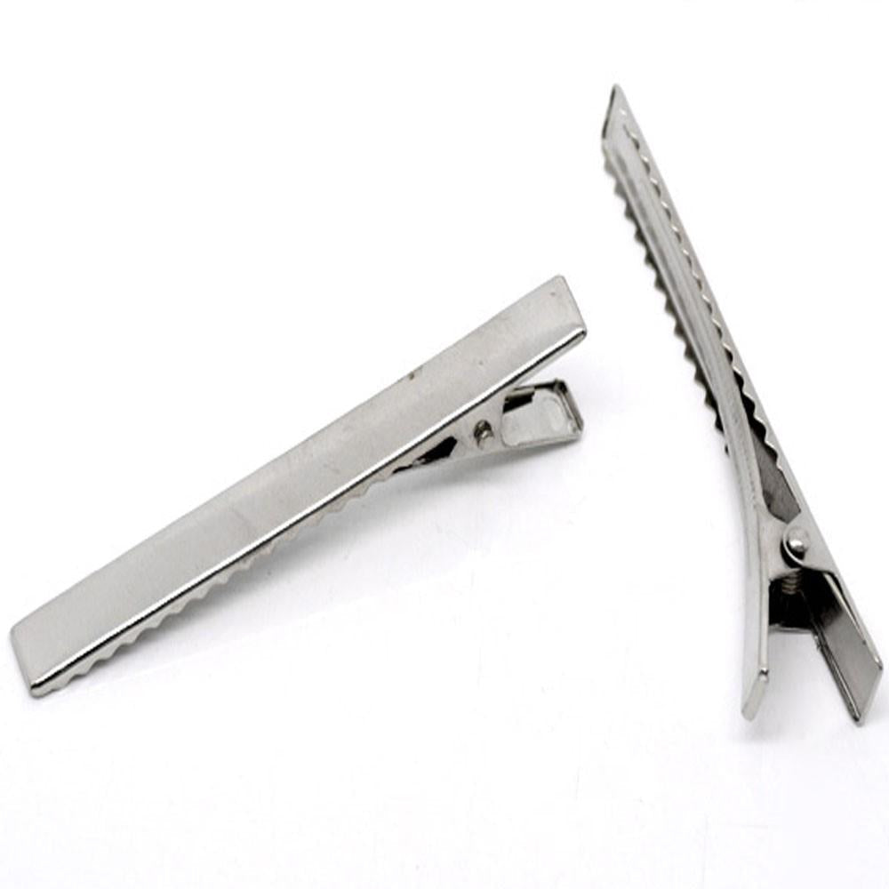 Bulk 10pcs DIY Alligator Hair Clip Finding Hair Bow Beak Clip Silver Tone 75x9mm