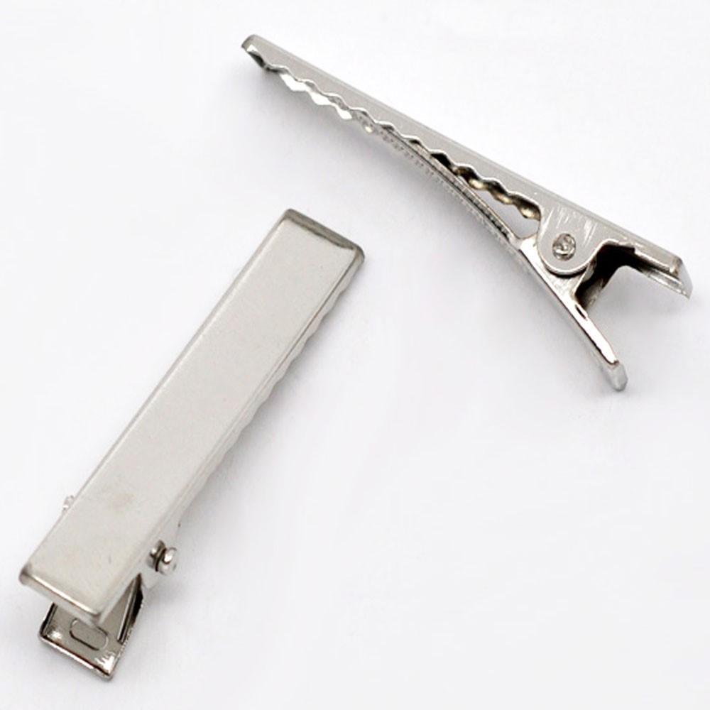 Bulk 20pcs DIY Alligator Hair Clip Finding Hair Bow Beak Clip Silver Tone 40x8mm