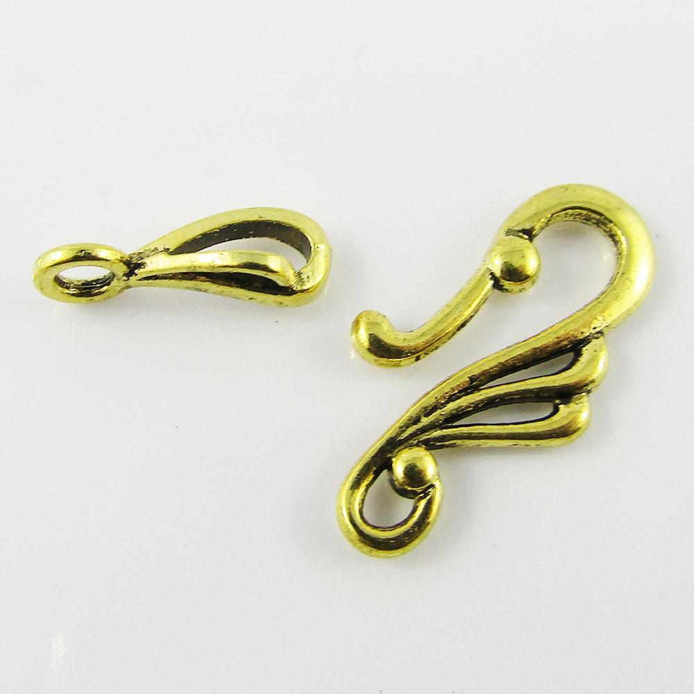 Bulk 5 sets DIY Flourish Toggle Clasp Finding 25x12mm Antique Gold