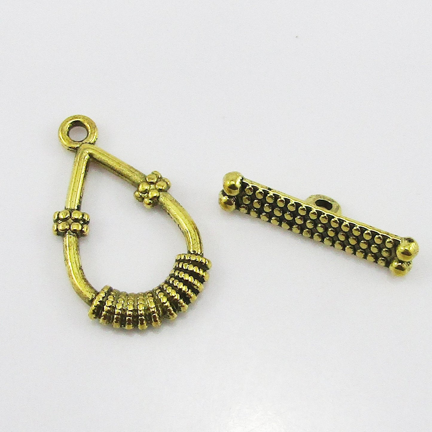 Bulk 5 sets (10pce) DIY Teardrop Toggle Clasp Finding 25x14mm Antique Gold